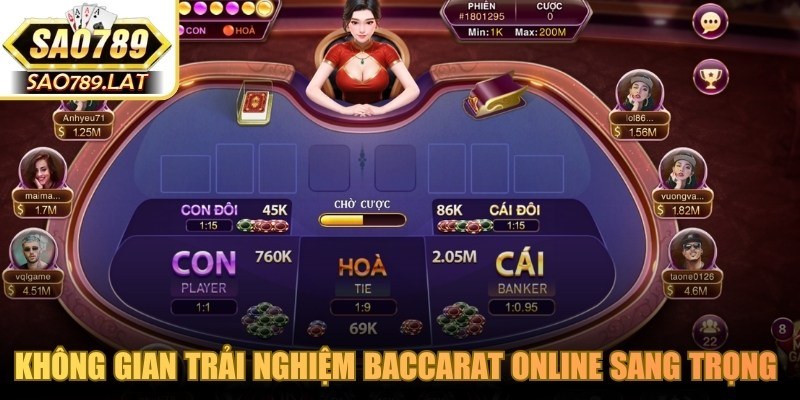 Không gian trải nghiệm baccarat online sang trọng và chuyên nghiệp