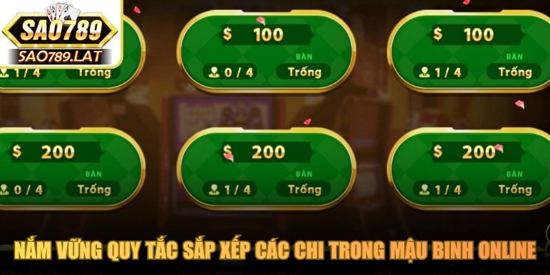 Nắm vững quy tắc sắp xếp các chi trong mậu binh online