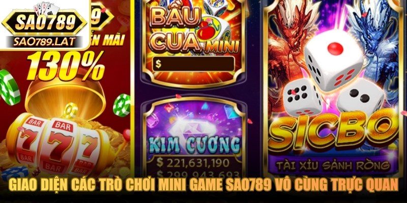 Giao diện các trò chơi mini game SAO789 vô cùng trực quan, nhỏ gọn