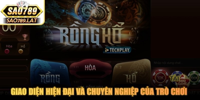 Giao diện hiện đại và chuyên nghiệp của trò chơi rồng hổ SAO789