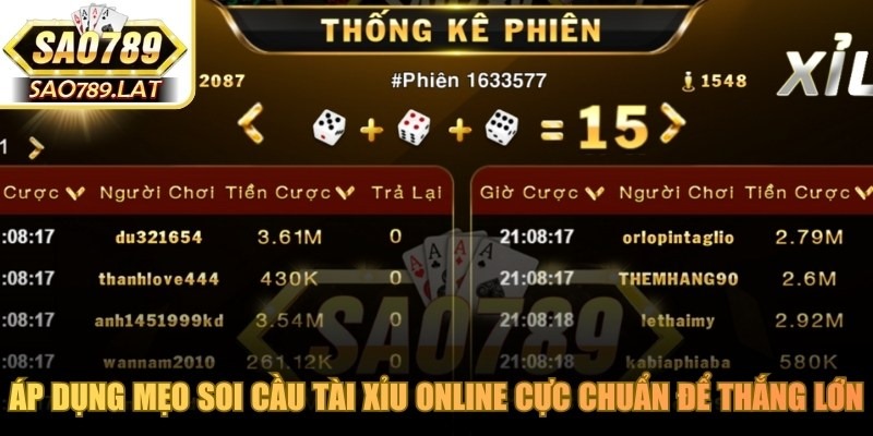 Áp dụng mẹo soi cầu tài xỉu online cực chuẩn để thắng lớn